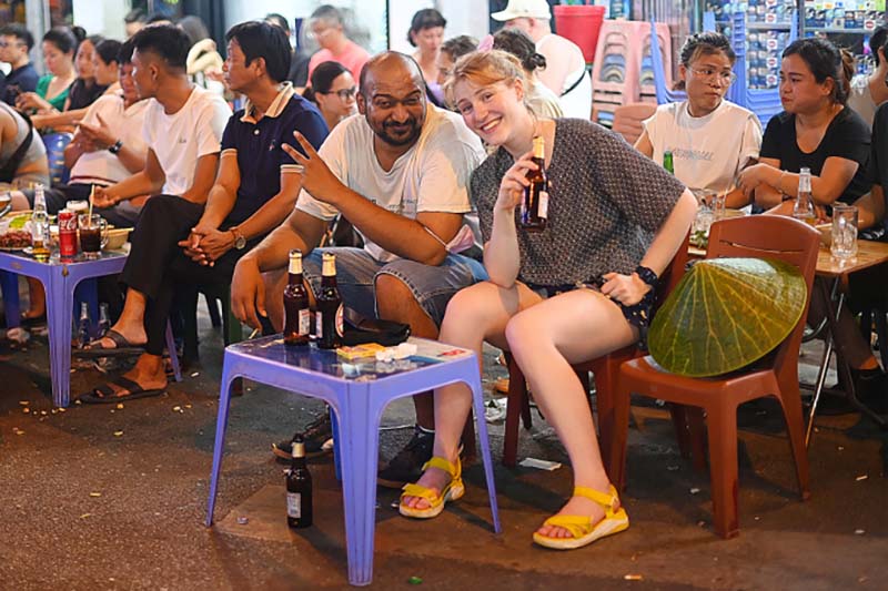 International tourists in Hanoi Beer Street